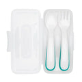 OXO Tot On-The-Go Plastic Fork And Spoon Set With Travel Case (Teal)