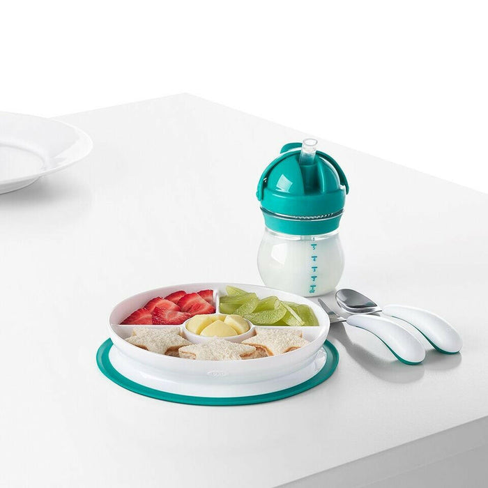 OXO Tot Stick & Stay Suction Divided Plate - Teal.