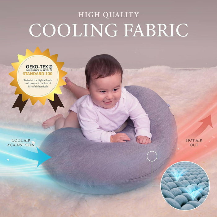 Pharmedoc My Little Bean Nursing Pillow - Dark Grey Cooling Fabric.