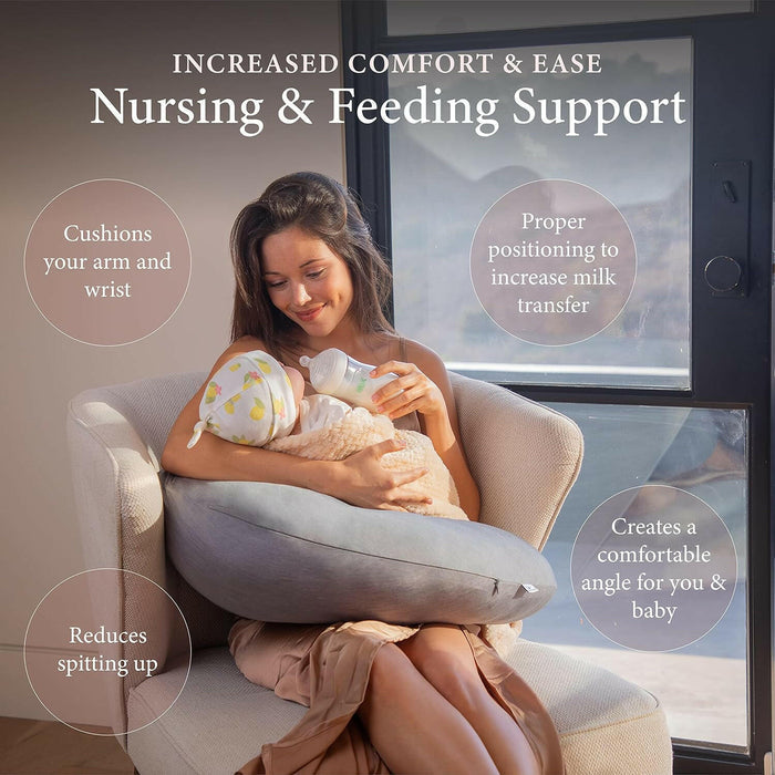 Pharmedoc My Little Bean Nursing Pillow - Dark Grey Cooling Fabric.
