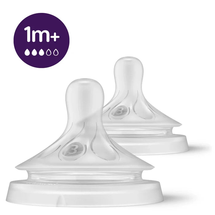 Natural Baby Bottle Nipples by Philips AVENT, Flow 3, 1M+, 2pk.