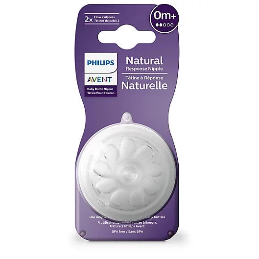 Natural Baby Bottle Nipples by Philips AVENT, Flow 2, 0M+, 2pk.