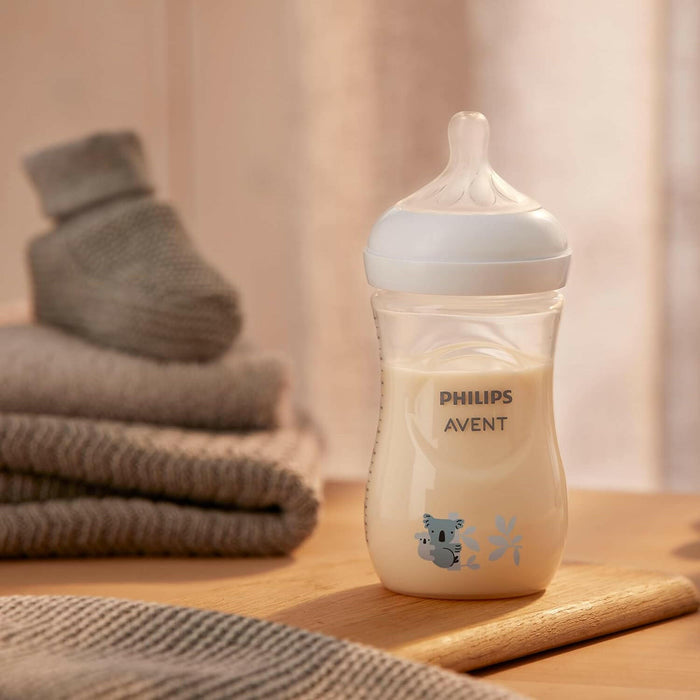 Philips Avent Natural Response Baby Bottle - 260ml Baby Milk Bottle, BPA Free for Babies 1 Month+, Koala Pattern