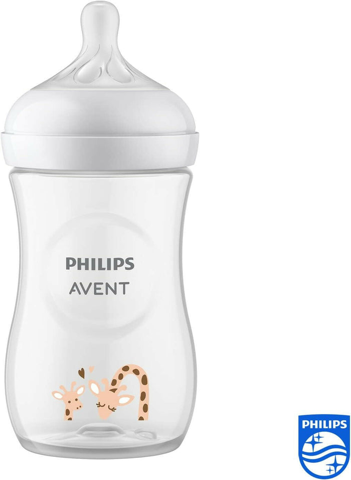 Philips Avent Natural Response Baby Bottle - 260ml, BPA Free 1 Month+, Giraffe Pattern