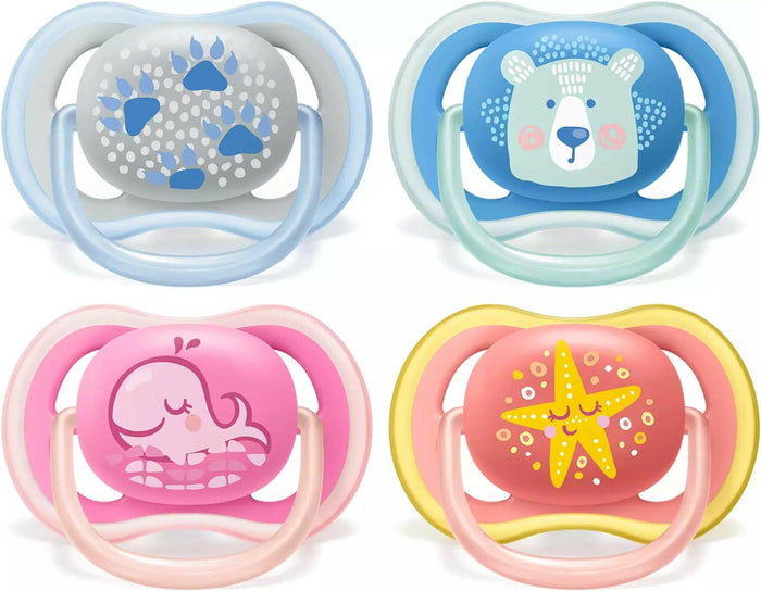 Philips Avent Ultra Air Free-flow Pacifier/Soother, 6-18 Months, Mixed, Deco, 2 Count