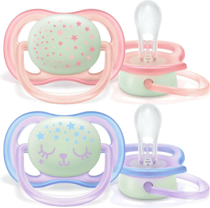 Philips Avent Ultra Air Soother Nighttime Glow, 0-6 months, 2-pack