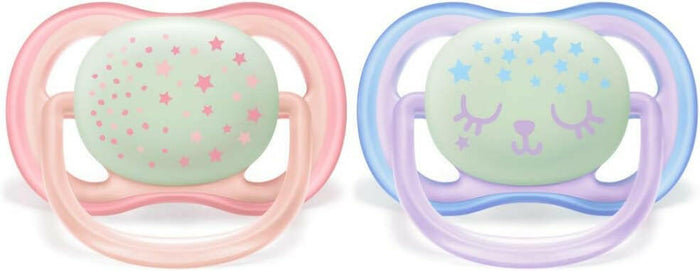 Philips Avent Ultra Air Soother Nighttime Glow, 0-6 months, 2-pack