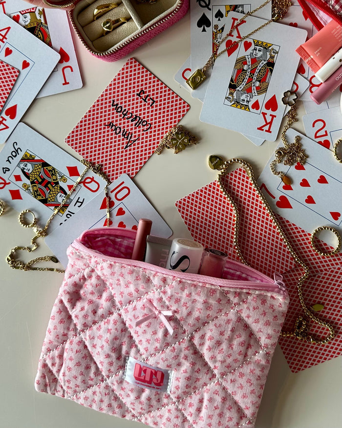 Pink bow makeup bag