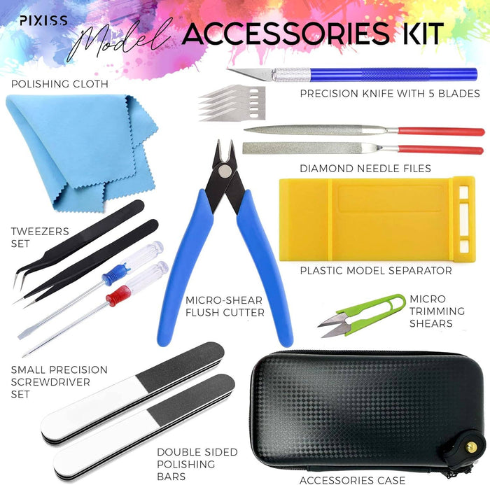 Pixiss Model Building Kit - Ultimate Tool Set for Crafting, Assembling & Detailing Models