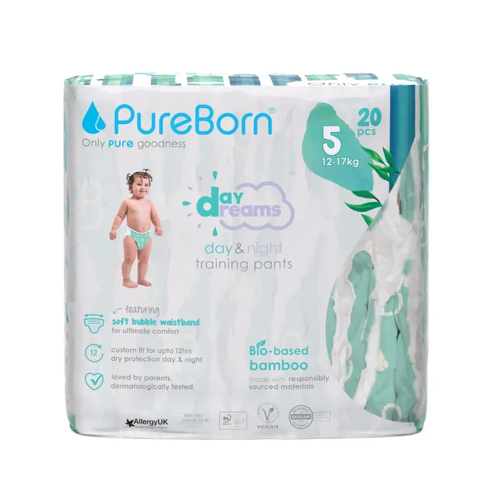 PureBorn Day Dreams Day & Night Training Pants - Double Pack 40's (Size 5)