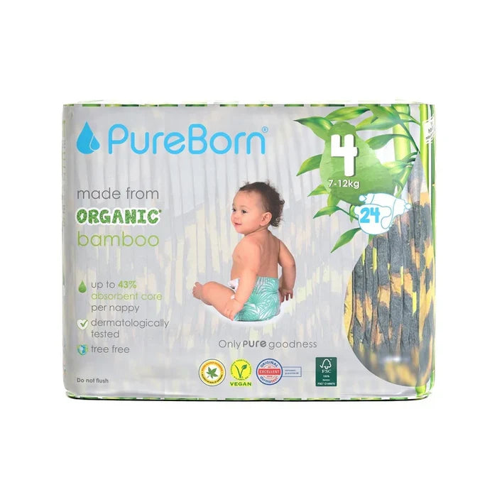 PureBorn Nappies Organic Bamboo (Size 4)