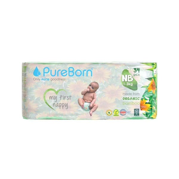 PureBorn Organic Bamboo Nappies (Newborn)