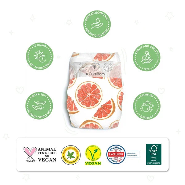 PureBorn Organic Bamboo Nappies (Size 3)