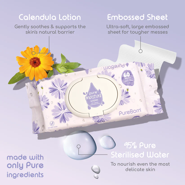 Pureborn Pure Moisture Wipes with Organic Calendula Lotion