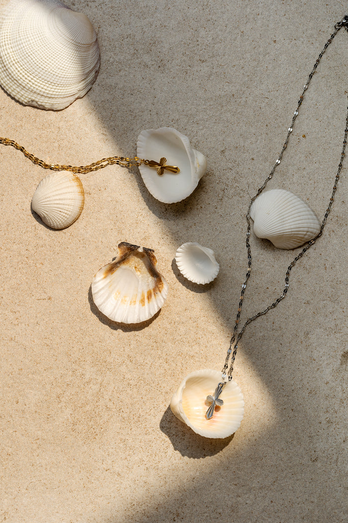 Seashell cross necklace