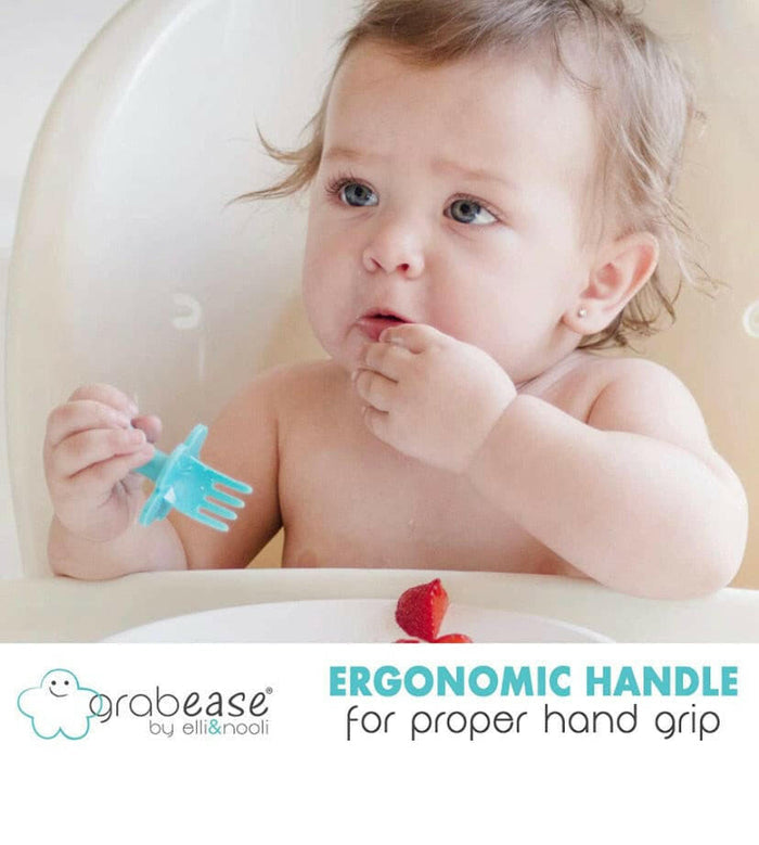 Self Feeding Baby ,spoon and fork,blue color.