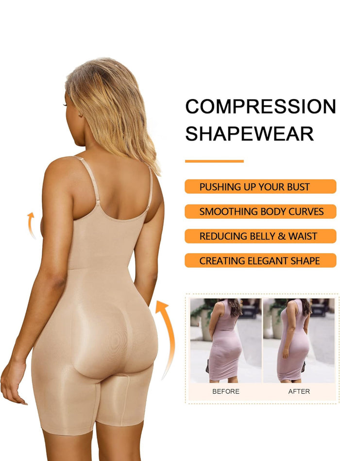 SHAPERX Women's Shapewear Bodysuit Tummy Control Body Shaper Seamless Sculpting Snatched Waist Body Suit