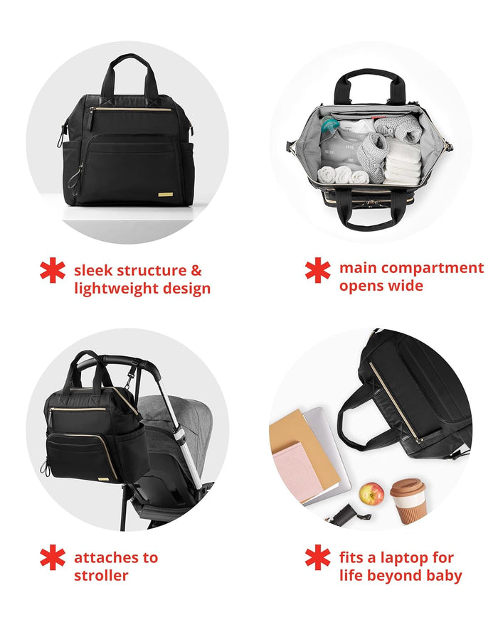 Skip Hop Diaper Bag Backpack, Mainframe Large Capacity, Black