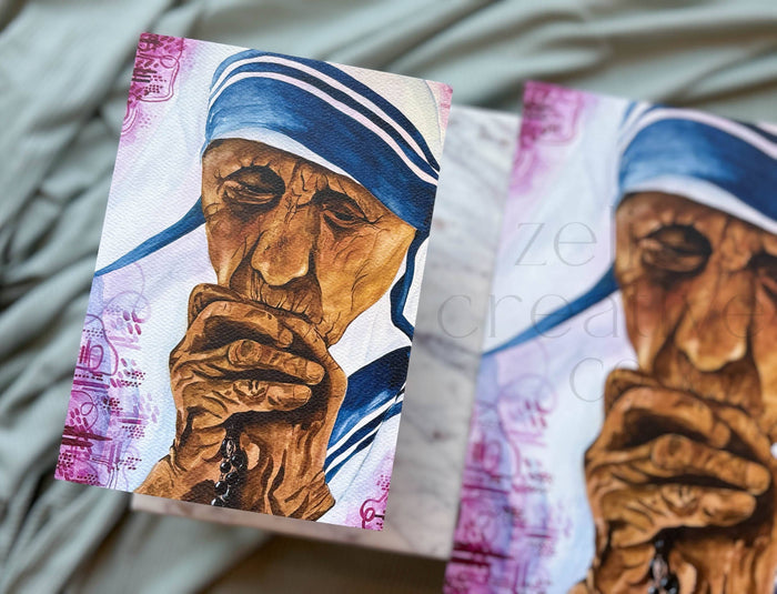 St. Mother Teresa Catholic Art Print – Watercolor Saint Portrait for Prayer Space or Gift