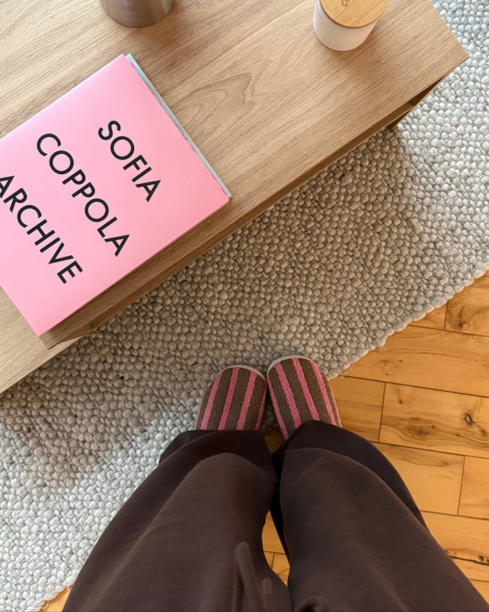 Striped Slippers – Mocha Pink