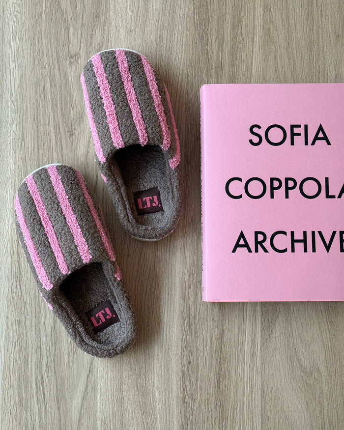 Striped Slippers – Mocha Pink