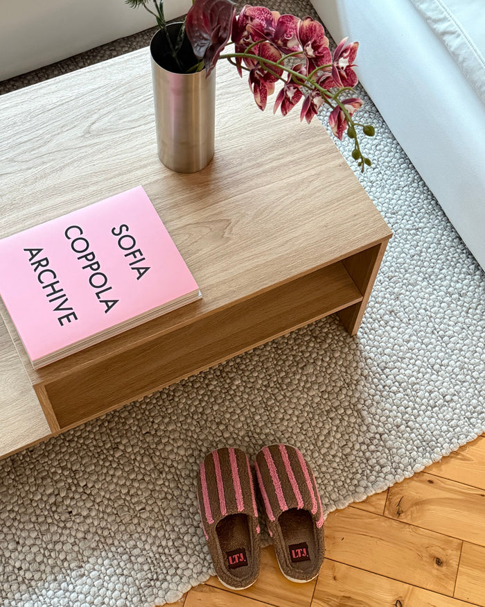 Striped Slippers – Mocha Pink