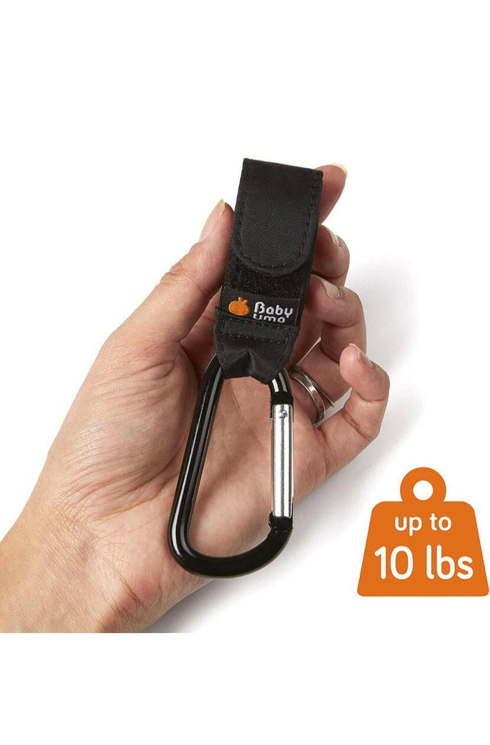Stroller Hooks by Baby Uma - Strap, Clip or Hang a Diaper Bag to Your Pram or Buggy - Black, 2 Pack.