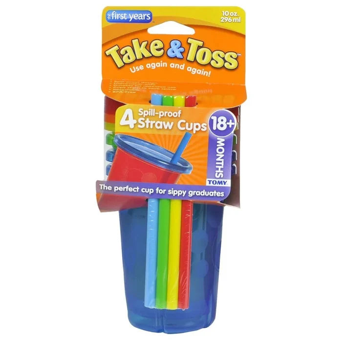 The First Years Take & Toss Straw Cups - Pack of 4 (10oz)