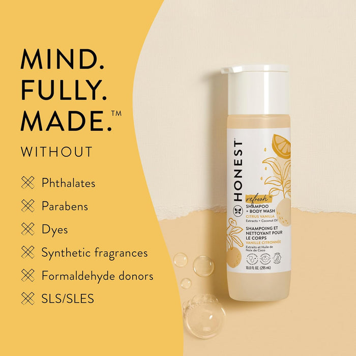 The Honest Company 2-in-1 Cleansing Shampoo + Body Wash, ,Citrus Vanilla, 295ml