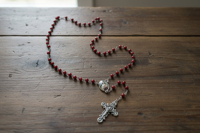 The Little Flower Rosary (real rose petal beads)