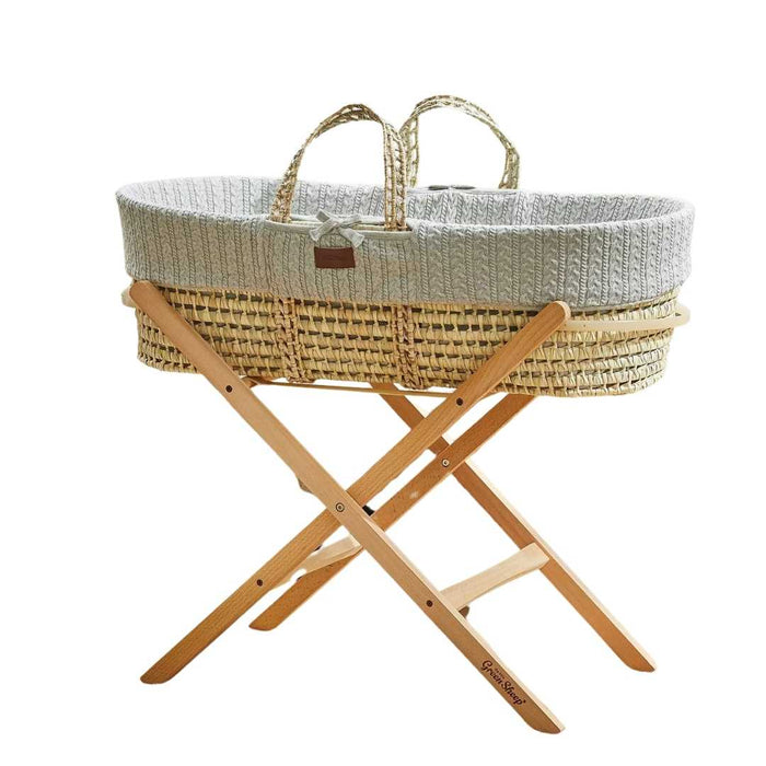 The Little Green Sheep Moses Basket & Mattress (Dove Grey)