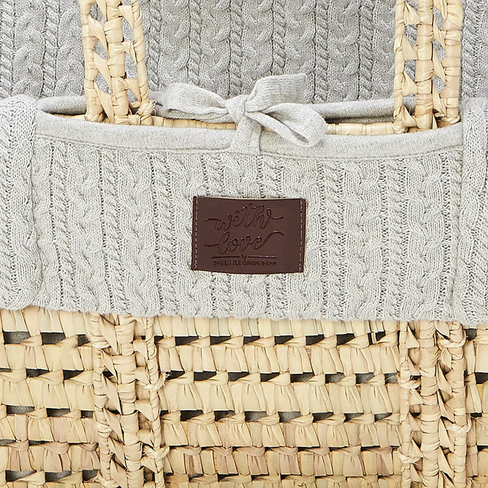 The Little Green Sheep Moses Basket & Mattress (Dove Grey)
