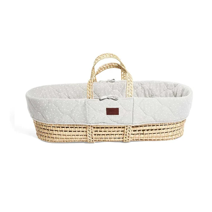 The Little Green Sheep Moses Basket & Mattress (Dove Rice)