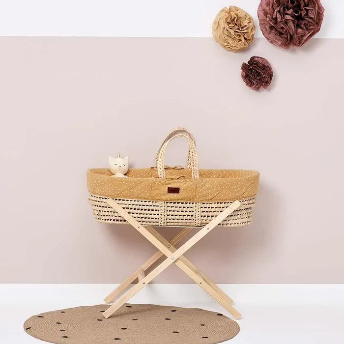 The Little Green Sheep Moses Basket & Mattress (Honey Rice)