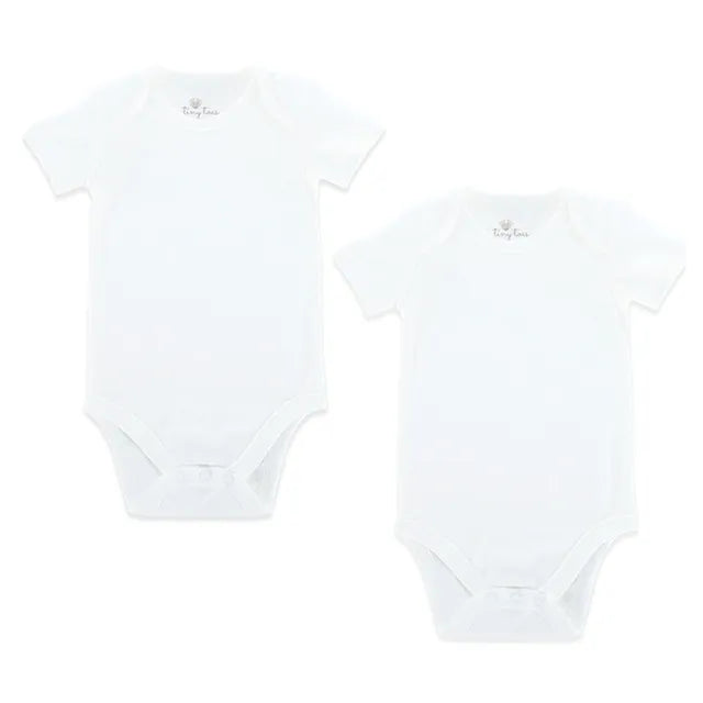 Tiny Toes - 100% Cotton Pack of 2 Short Sleeve Bodysuit - White (0-3m)