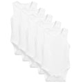 Tiny Toes - 100% Cotton Pack of 5 Sleeveless Bodysuit (0-3m)
