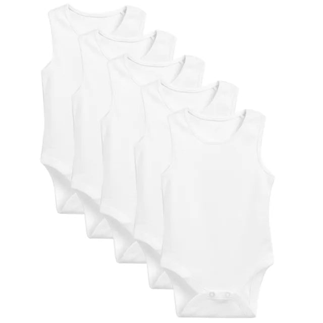 Tiny Toes - 100% Cotton Pack of 5 Sleeveless Bodysuit (0-3m)