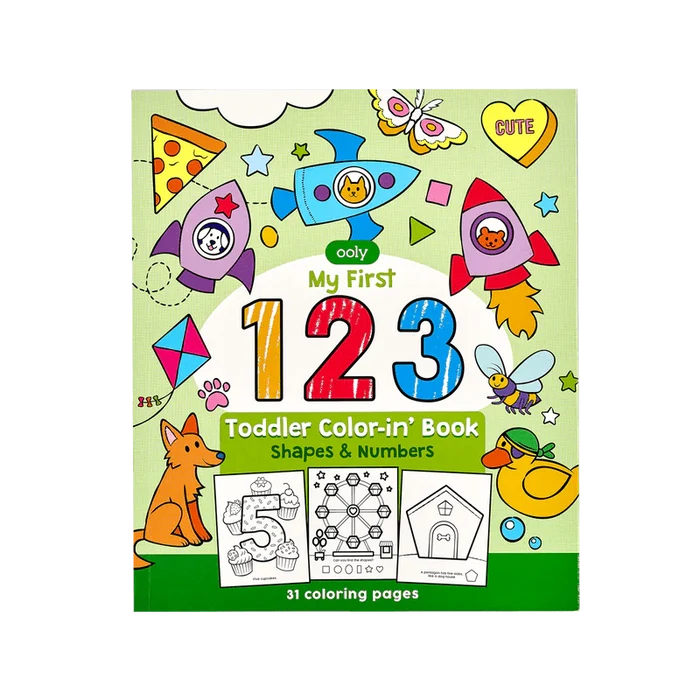 Toddler Color-In' Book - 123 Shapes & Numbers.