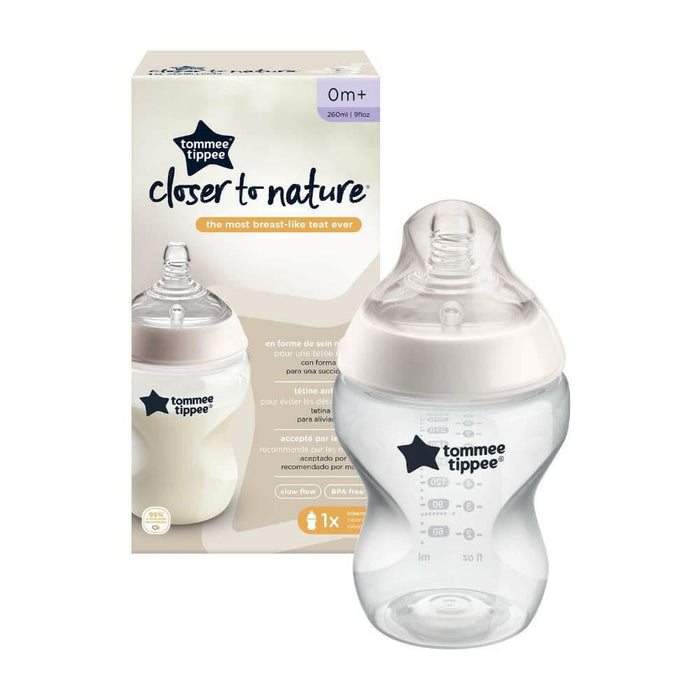 Tommee Tippee Closer to Nature Feeding Bottle 260ml Clear.