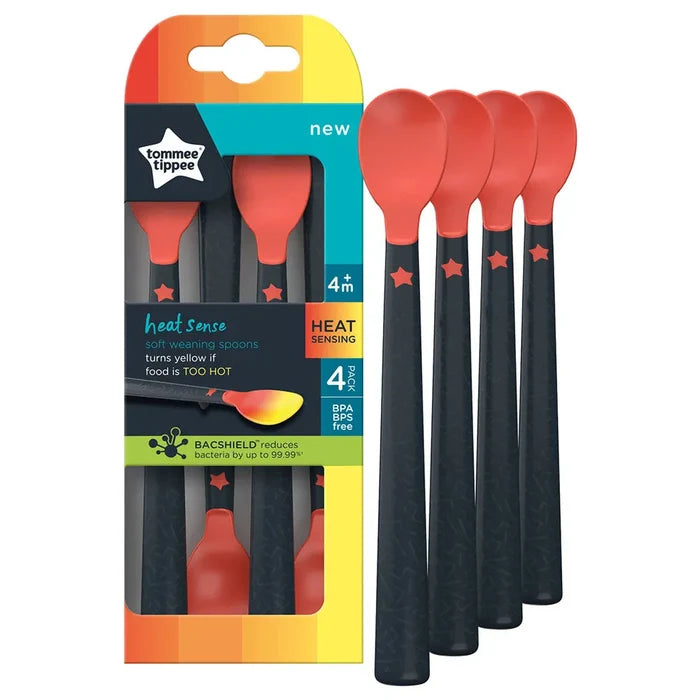 Tommee Tippee Heat Sense Soft Weaning Spoon - Pack of 4 (0-4Months)