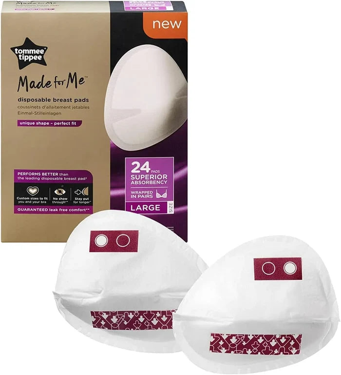Tommee Tippee Made For Me Disposable Breast Pads Wrapped In Pairs - Large (24 Pcs)