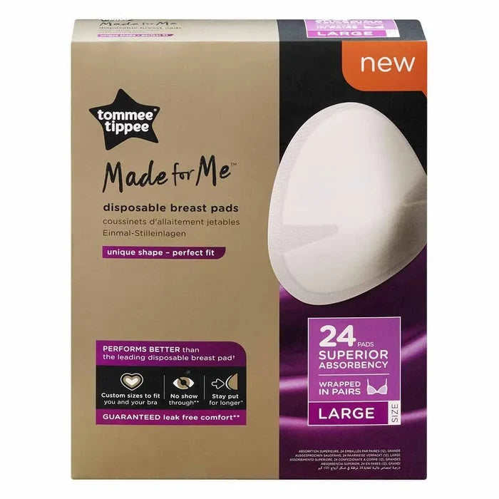 Tommee Tippee Made For Me Disposable Breast Pads Wrapped In Pairs - Large (24 Pcs)