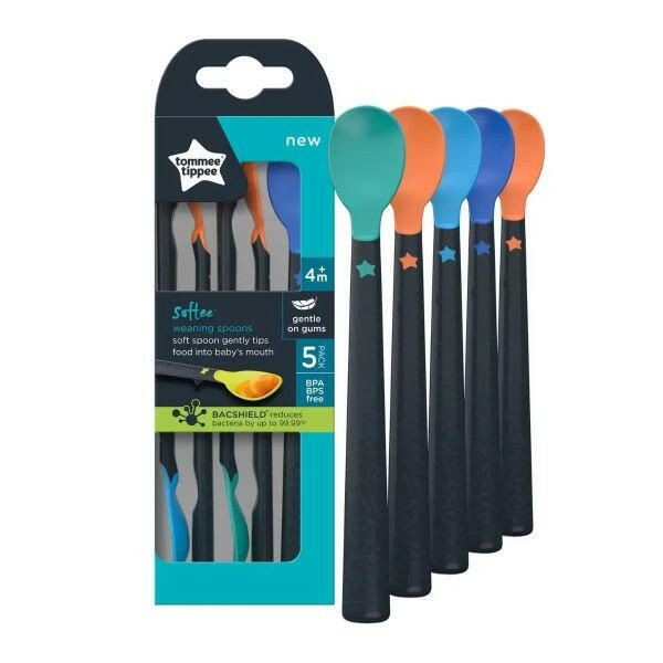 Tommee Tippee Softee Weaning Spoons With Long Anti-slip Handles, 4m+, 5pcs