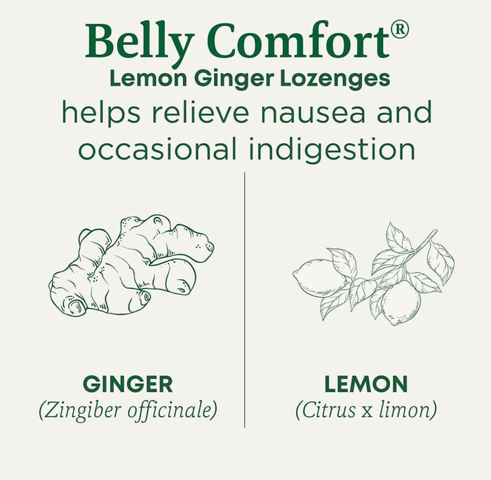 Traditional Medicinals Organic Belly Comfort Lemon Ginger Lozenges - Nausea Relief - 30 Count.