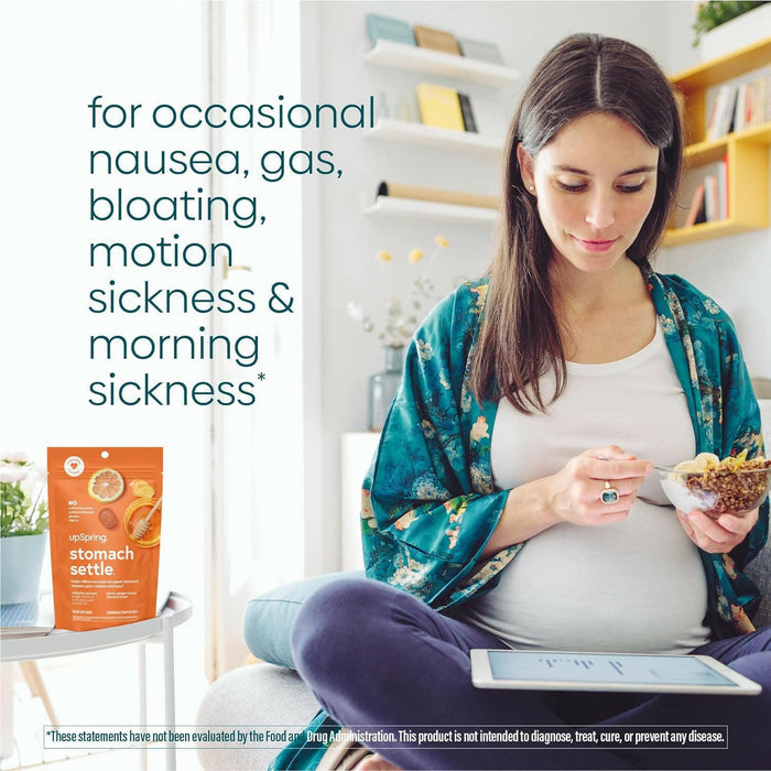 Upspring Stomach Settle Nausea Relief Drops, Lemon-Ginger-Honey Flavor, 28 Drops
