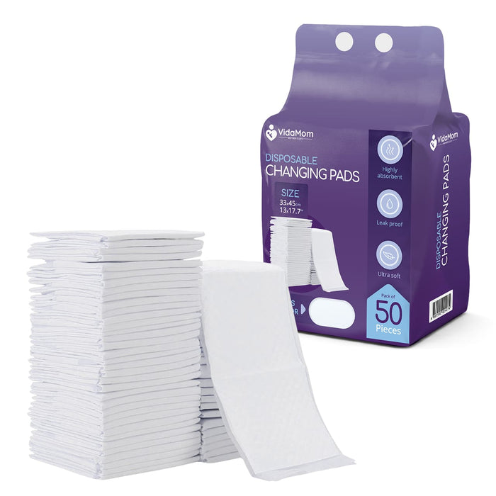 VidaMom Disposable Diaper Changing Mats - Pack of 50 pcs (33x45)
