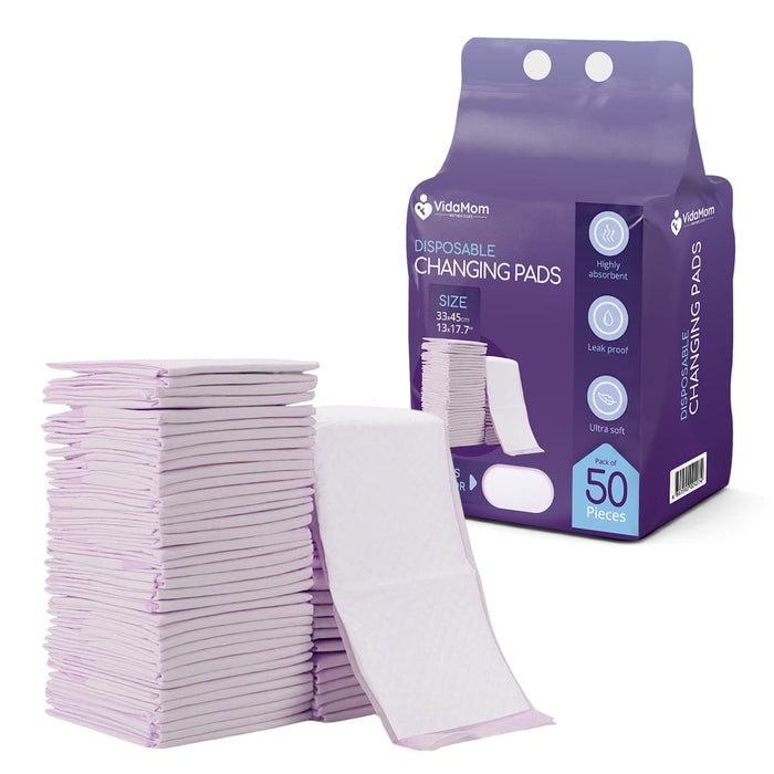 VidaMom Disposable Diaper Changing Mats - Pack of 50 pcs (33x45)