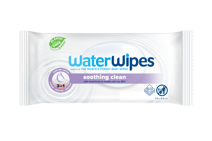WaterWipes Soothing Clean - Pack of 60's /720's (Plastic-Free)