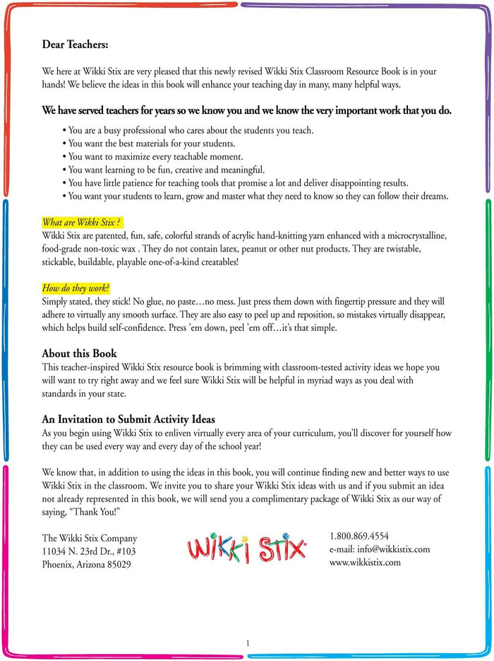 Wikki Stix Educational Resource Manual