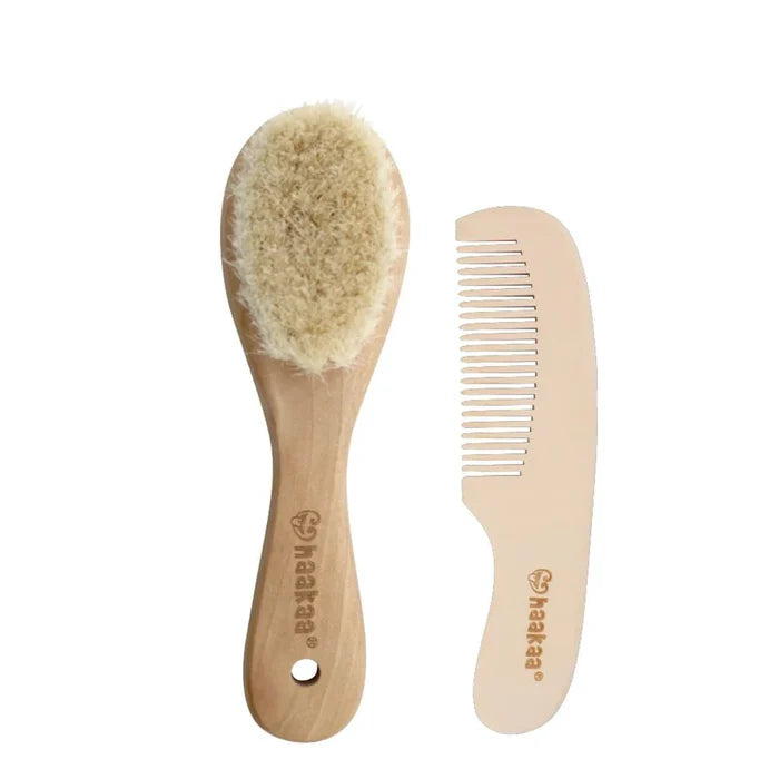 Wooden Baby Hair Brush & Combo Set By Haakaa.